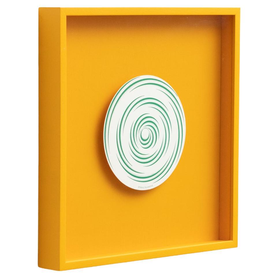 Marcel Duchamp Rotorrelieve Spirale Blanche enmarcado en amarillo, 1987