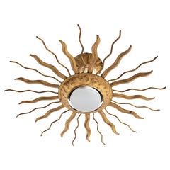 Mid-Century Modern Sunburst Brass Ceiling Lamp, circa 1960