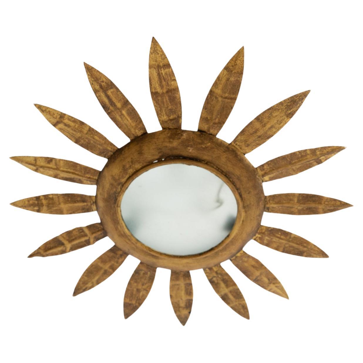 Mid-Century Modern Sunburst Brass Ceiling Lamp For Sale