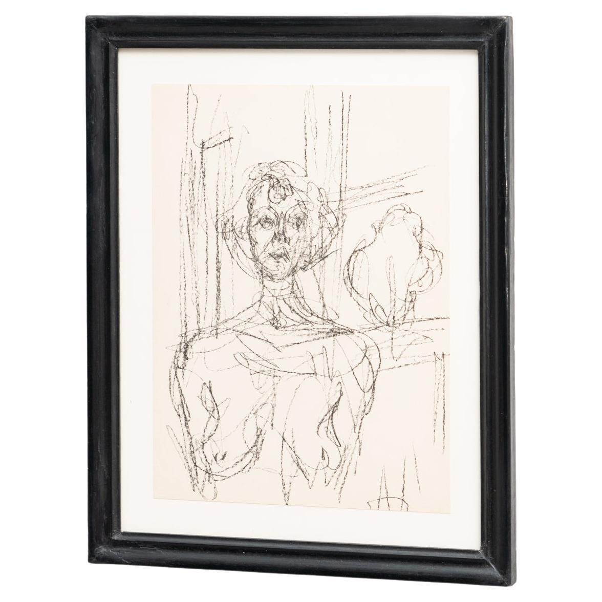 Alberto Giacometti 'Annette' Schwarz-Weiß-Lithographie, um 1964