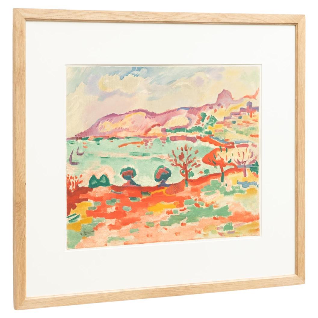 Lithographie en couleurs encadrée de Georges Braque "Paysage à l'Estaque", vers 1906 en vente