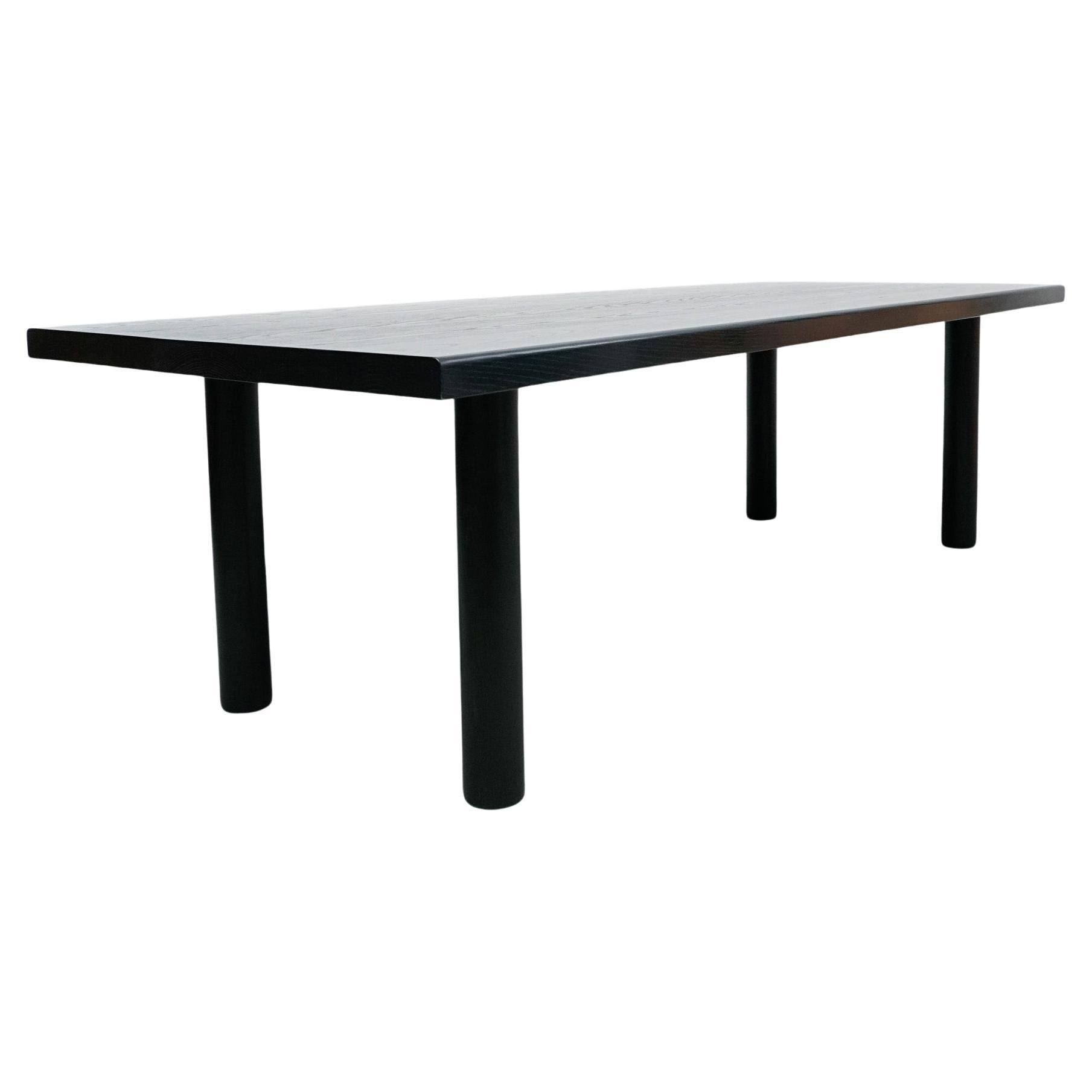 Dada Est. Contemporary Solid Ash Wood Black Lacquered Dining Table For Sale