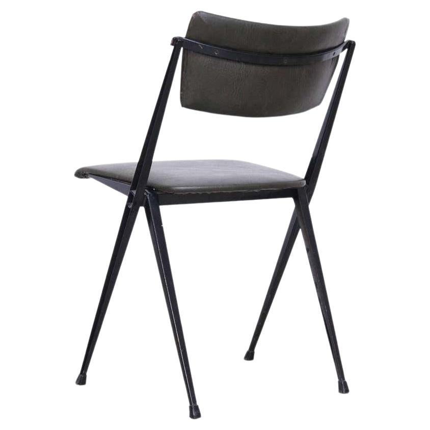 Wim Rietveld Midcentury, Black Grey Pyramid Chair Netherlands, circa 1960s