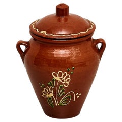 Antique Early 20th Century Traditional Rustic Spanish Ceramic Honey Pot