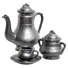 Set da tè in ceramica nera del Mid Century Modern
