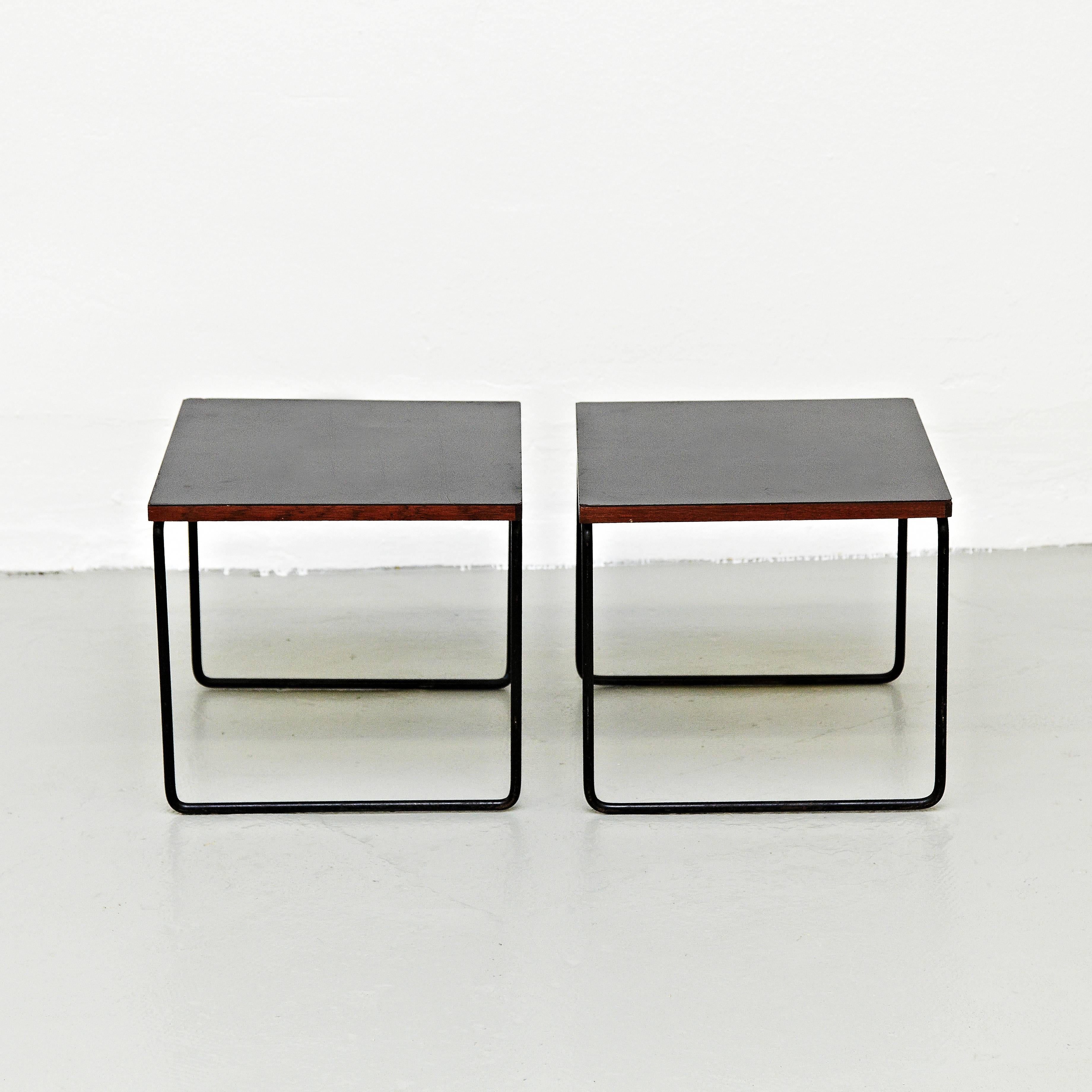 Mid-Century Modern Pair of Pierre Guariche Side Table for Steiner, circa 1950