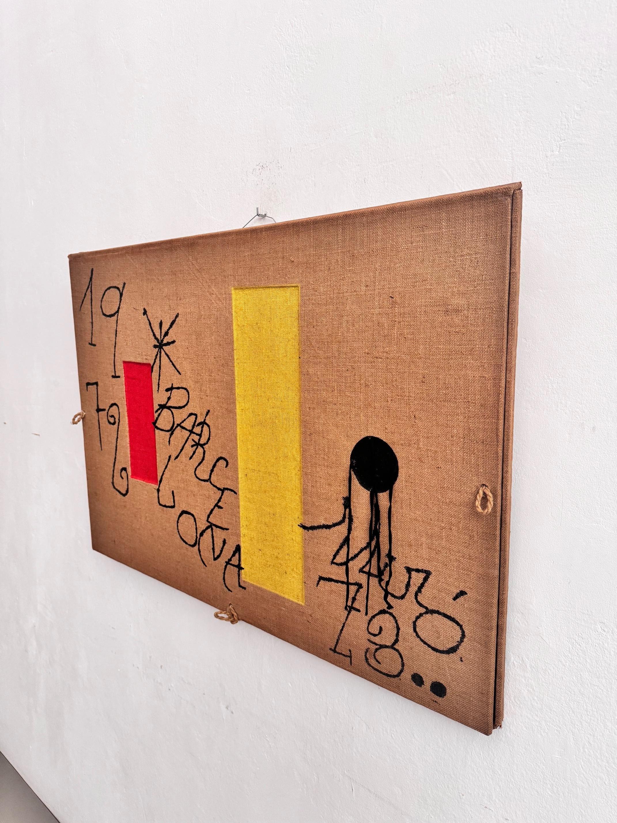 Joan Miró  Barcelona 1973 Limitierte Auflage Lithographie auf Leinen Seltenes Kunstwerk (Rattan) im Angebot