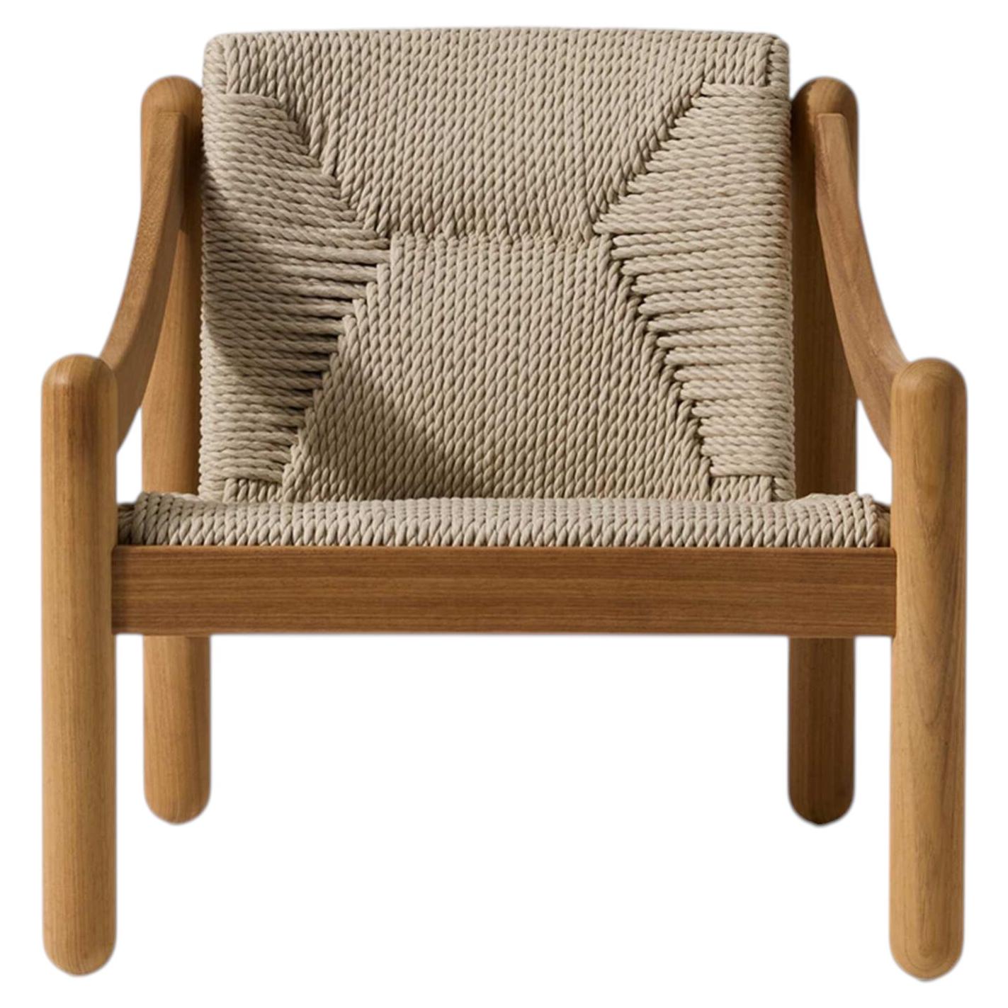 Novetrenta Rope Outdoor Natural Iroko Armchair by Vico Magistretti for Cassina