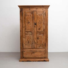 Early 20th Century Antique Traditional Spanish Pinewood Wardrobe