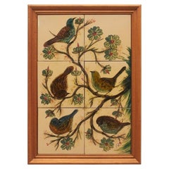 Diaz Costa Mid Century Modern Ceramic Hand Painted Artwork of Birds, circa 1960