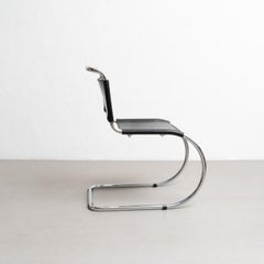 Mies van der Rohe MR10 Black Leather Easy Chair, circa 1960