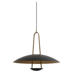 Scandinavian Ceiling Lamp by Johan Carpner, Black Mat & Brass, 55 cm In Stock