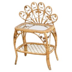Mid-Century Modern Bamboo and Rattan Side Table, circa 1960