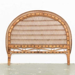 Mid-Century Modern Bamboo and Rattan Headboard Handcrafted French Riviera, 1960