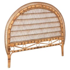 Mid-Century Modern Bamboo and Rattan Headboard Handcrafted French Riviera, 1960