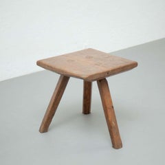 Sgabello rustico francese in Wood dei primi del Novecento