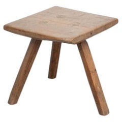 Early 20th Century Rustic French Stool in Wood