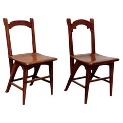Pair of Catalan Modernist Wooden Chairs, circa 1920