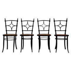 Set di quattro sedie francesi in legno rustico, circa 1950