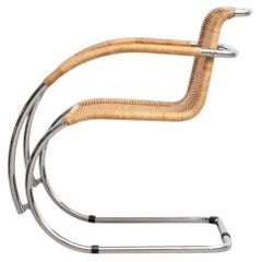 Mies Van Der Rohe Weissenhof MR20 Armchair Bauhaus in Rattan and Tubular Metal