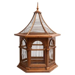 Large Vintage-Style Wooden Cage: Replica of Gaudi's "El Capricho" in Comillas