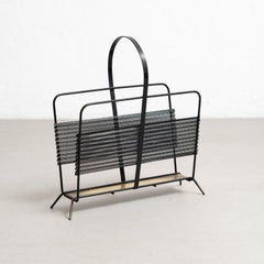 Mathieu Matégot Brass and Black Metal French Harpers Magazine Rack, circa 1950