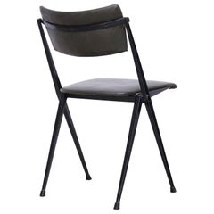 Wim Rietveld Midcentury, Black Grey Pyramid Chair Netherlands, circa 1960s