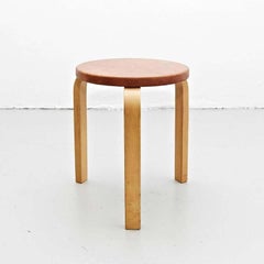Alvar Aalto Hocker in Leder für Artek, um 1960