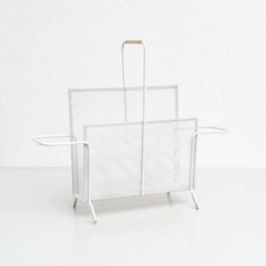 Mathieu Matégot White Lacquered Metal Magazine Holder, circa 1950