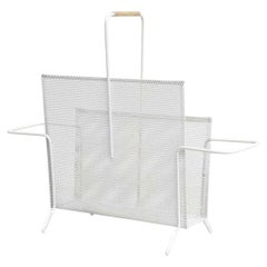Mathieu Matégot White Lacquered Metal Magazine Holder, circa 1950