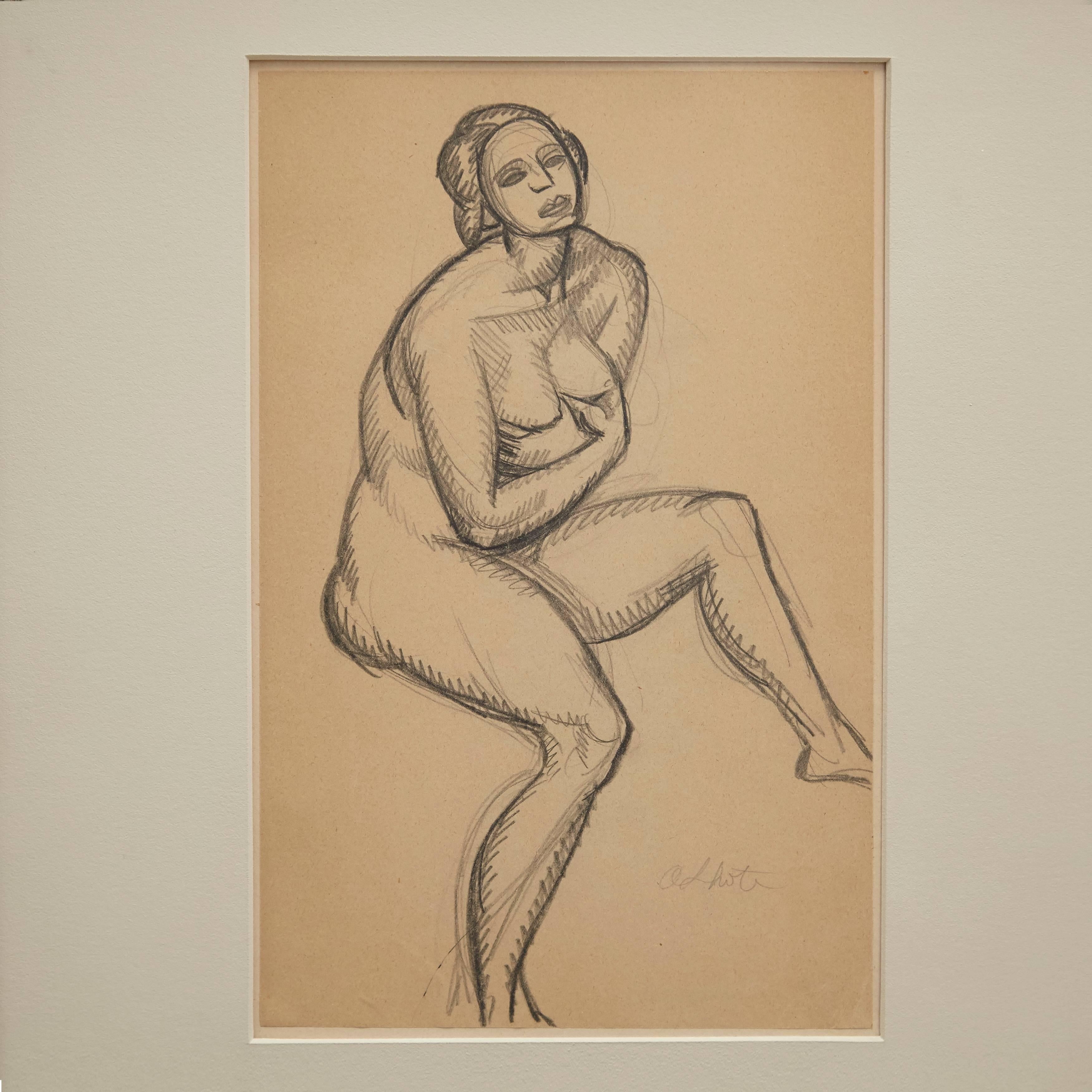 Drawing in pencil made by Andre Lhote in France, circa 1920.
Framed in a 1920s frame with museum glass.

Andre Lhote was born in 1885 and was a French Cubist painter of figure subjects, portraits, landscapes and still life. 

After initially