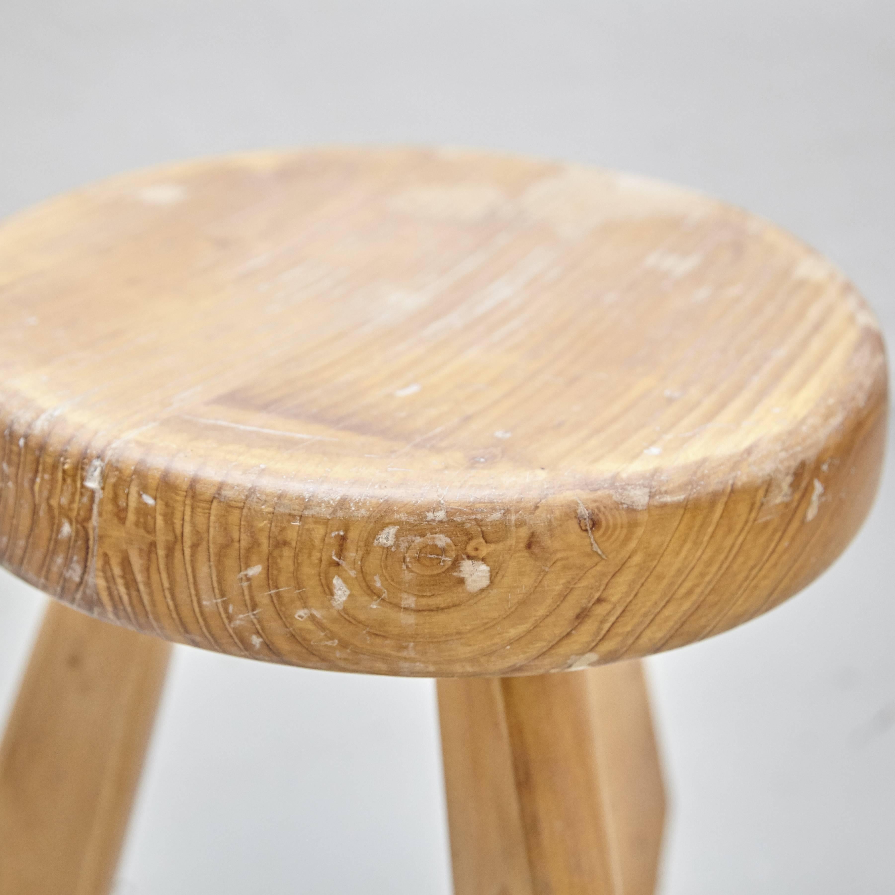 Pine Pair of Sandoz Stools by Charlotte Perriand, circa 1960