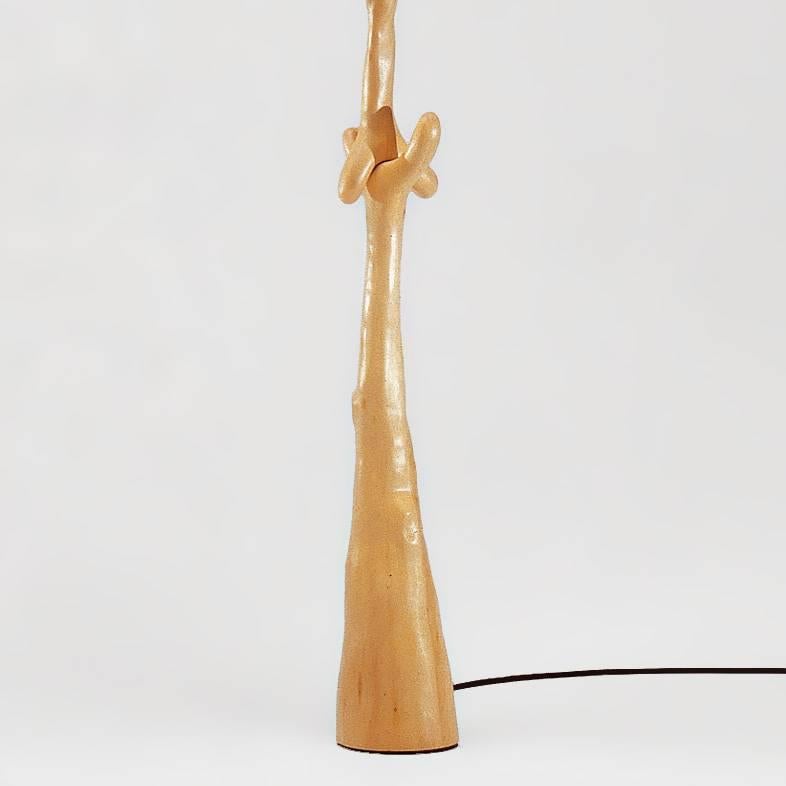 Bracelli lamp designed by Salvador Dali manufactured by BD furniture in Barcelona.

Muletas and Cajones
carved structure in pale varnished lime-wood.
Lampshade in beige linen.

Measures: 45 x 45 x 187 H.cm

A standing lamp taken from Dalí’s