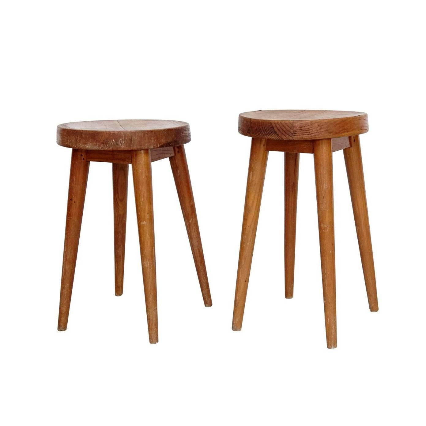 Set of Two Pierre Jeanneret & Charlotte Perriand Stools