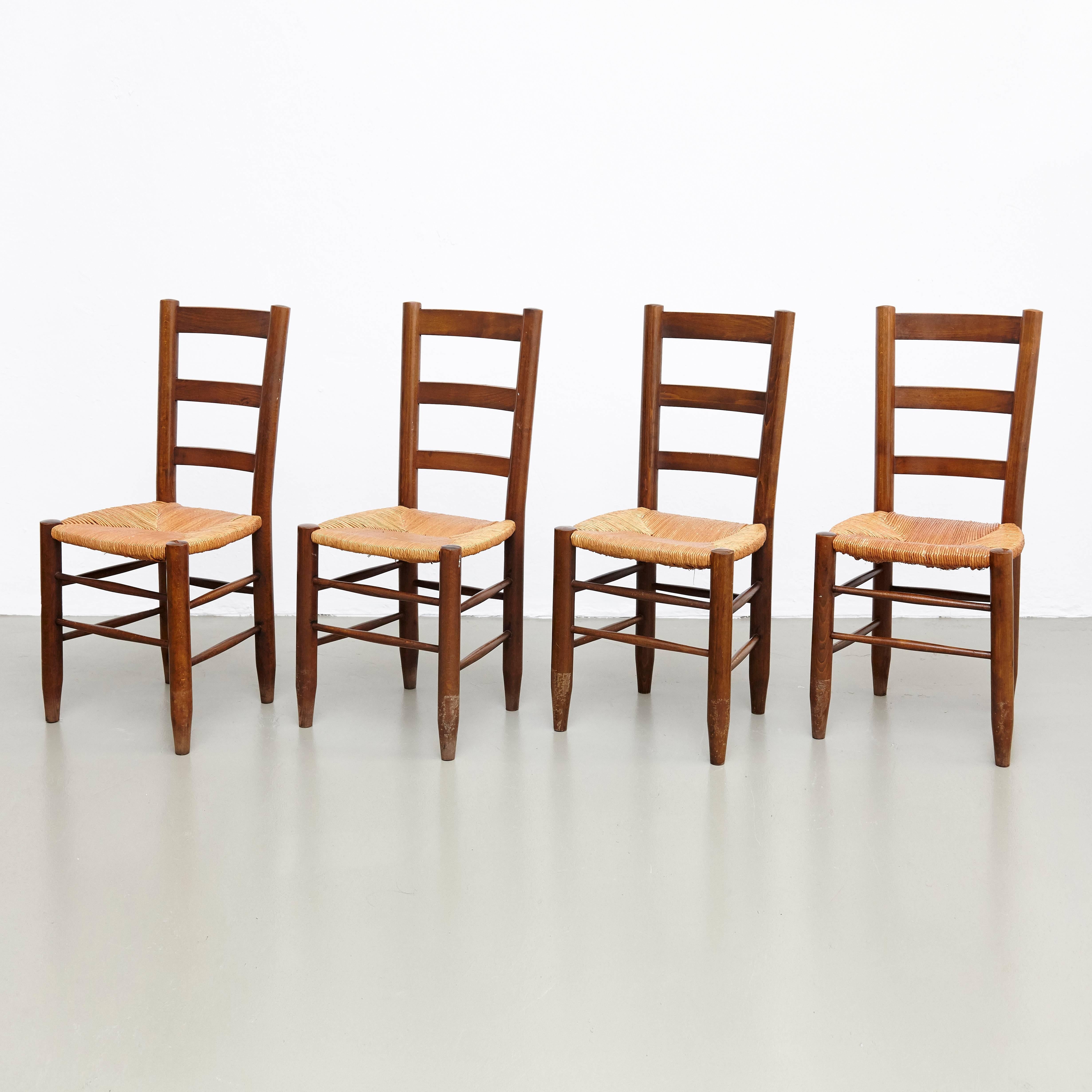 Set of Four Charlotte Perriand No. 19 Chairs, circa 1950 1