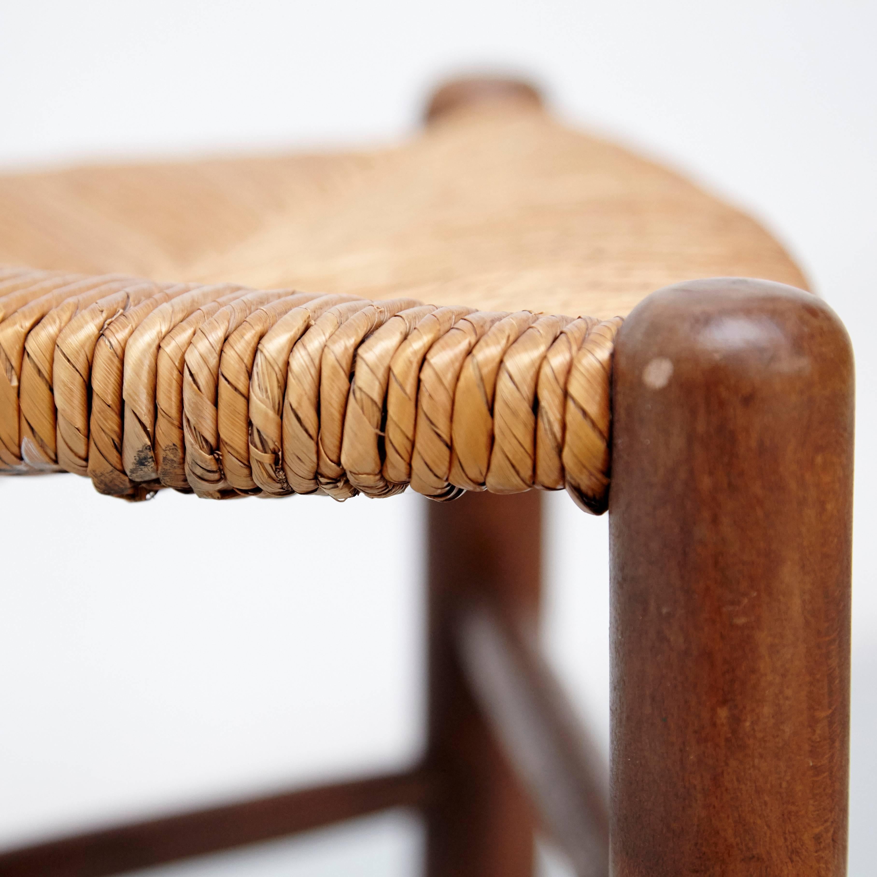 Rattan Pair of Stools in the Style of Charlotte Perriand