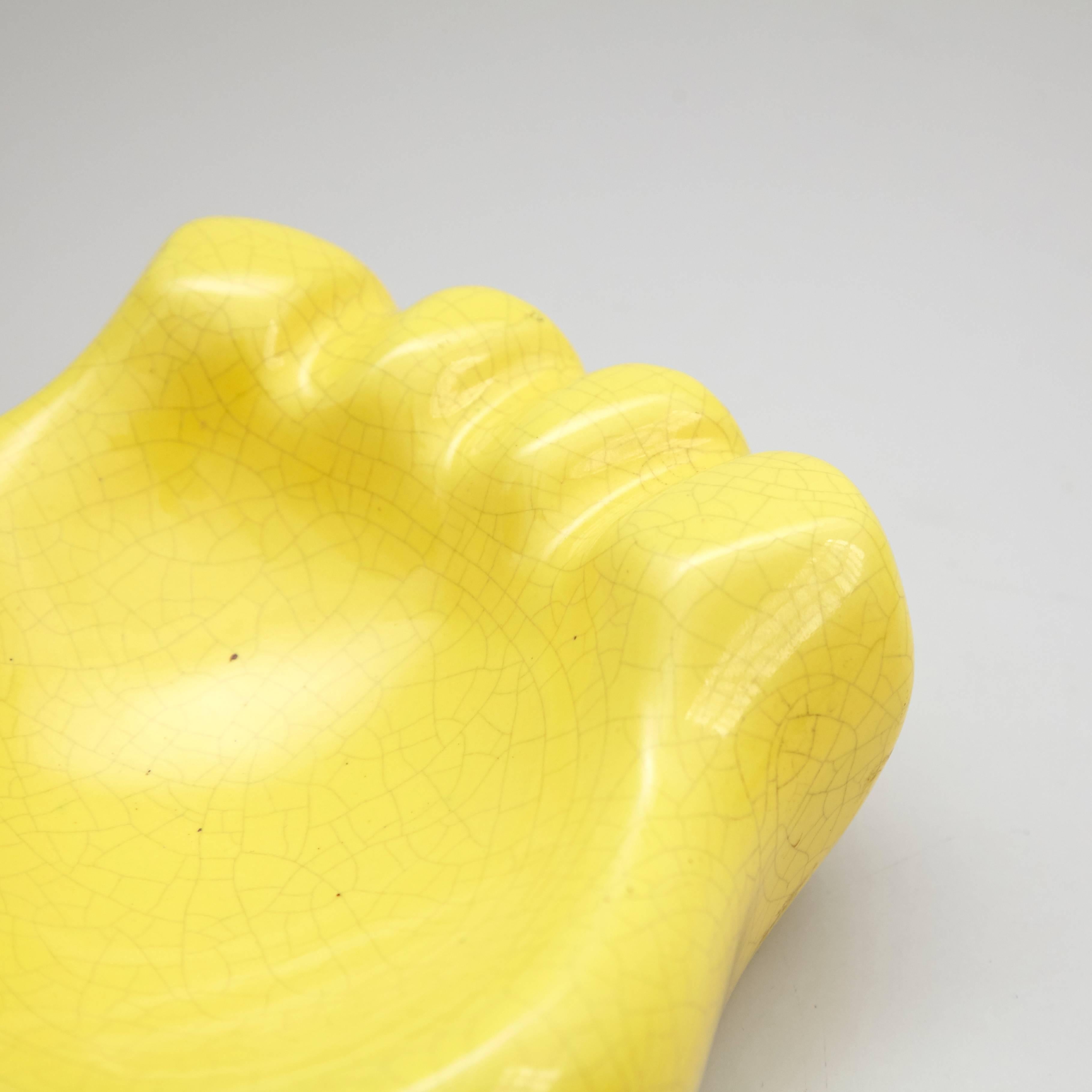 Georges Jouve Mid-Century Modern Yellow Ceramic 'Ours' Ashtray, circa 1950 1