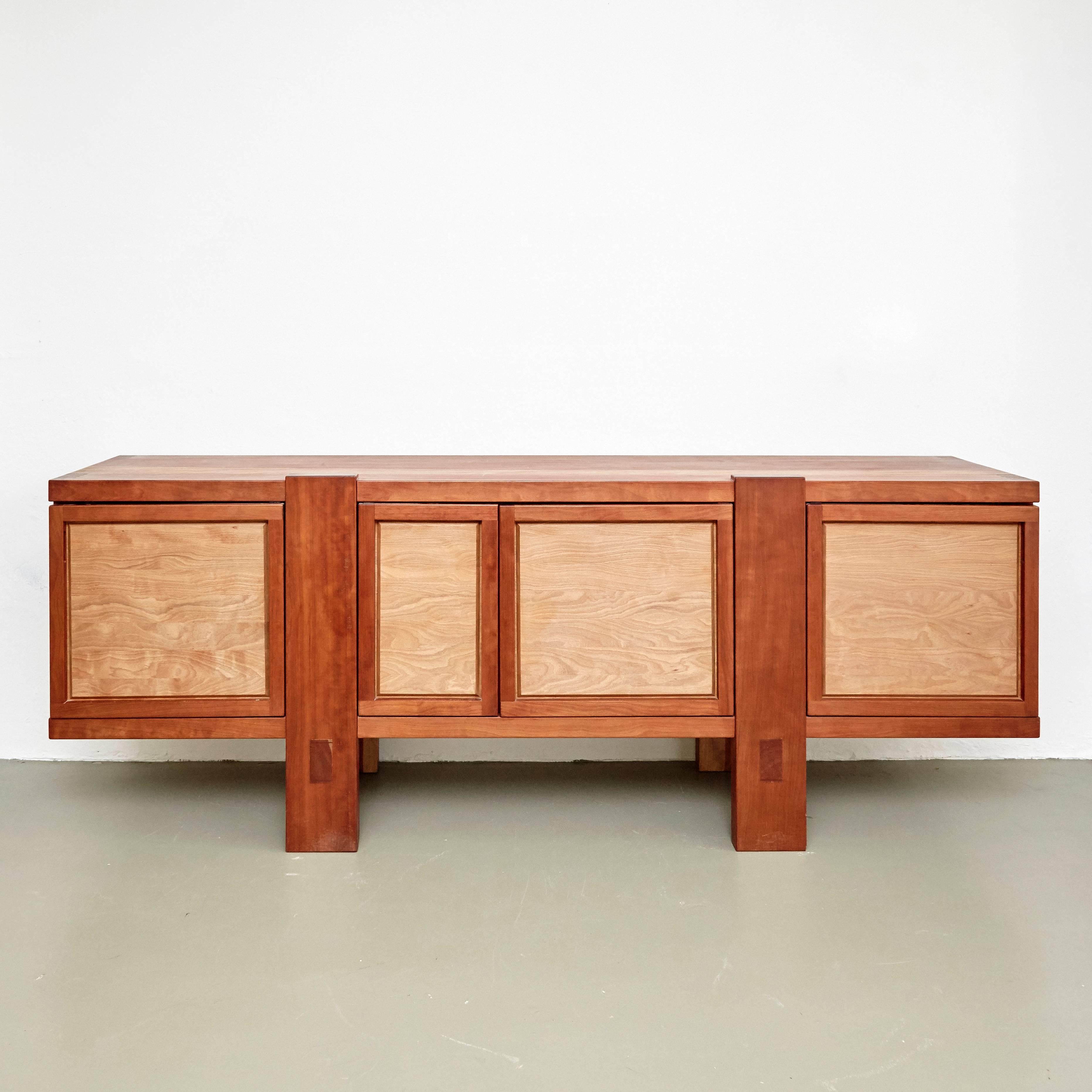 Large cabinet R16A designed by Pierre Chapo in the 1960s.
Manufactured by Pierre Chapo in France, circa 1960.

In original condition, with wear consistent with age and use, preserving a beautiful patina.
Some losses on the legs, as you see on the