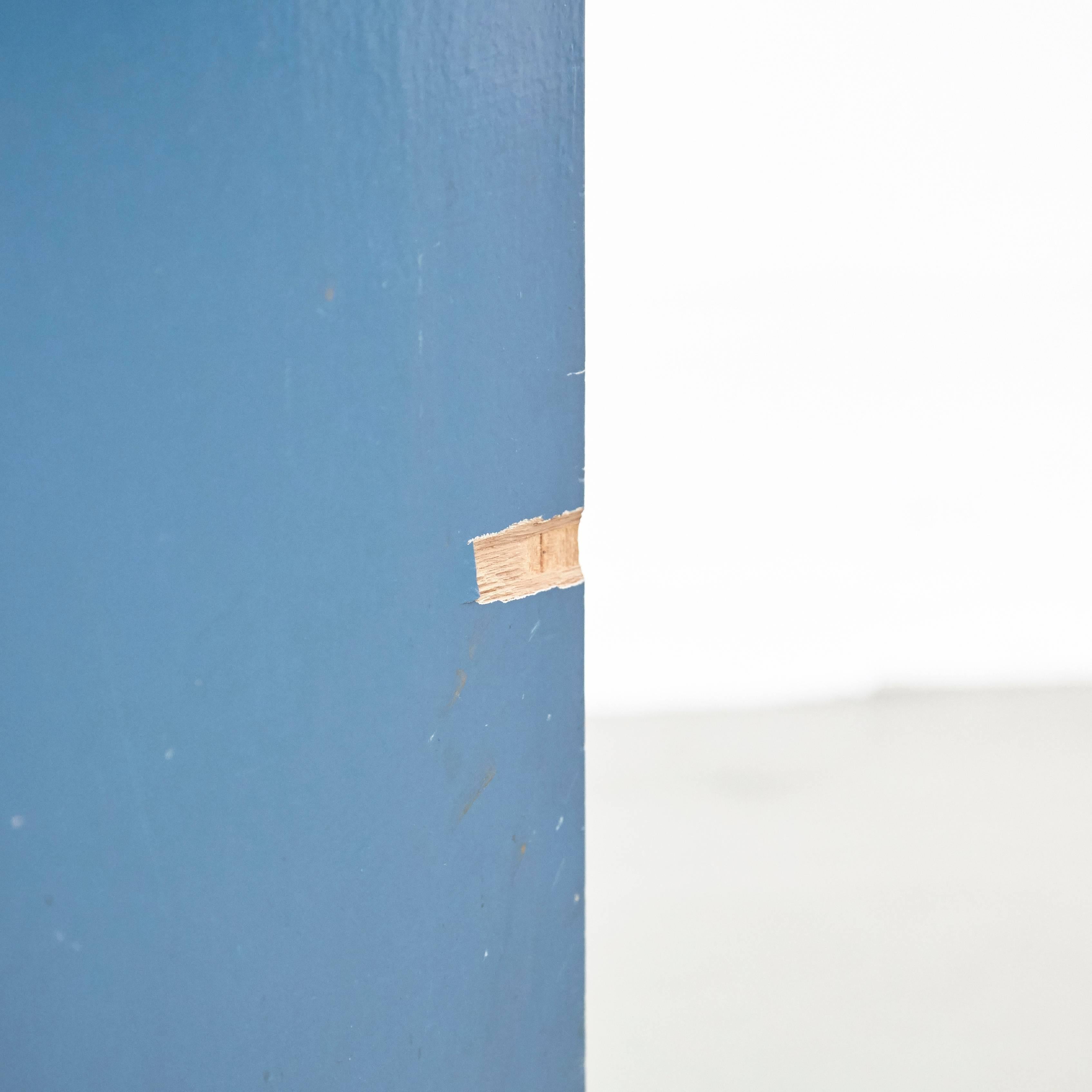 Mid-Century Modern Blue Chest of Drawers Wood Netherlands, circa 1960