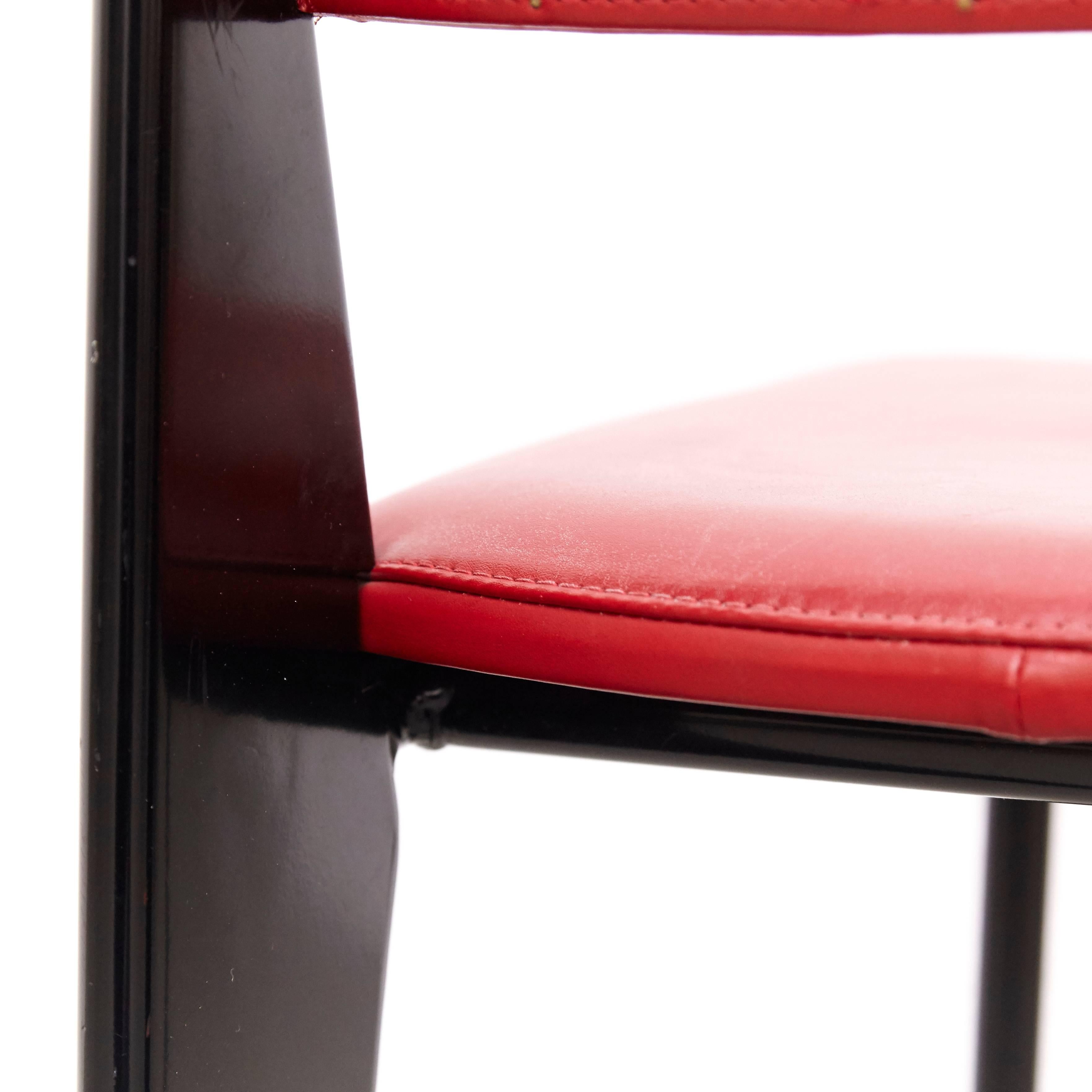 Jean Prouvé Mid-Century Modern Red Upholstered Standard Chair, circa 1950 2