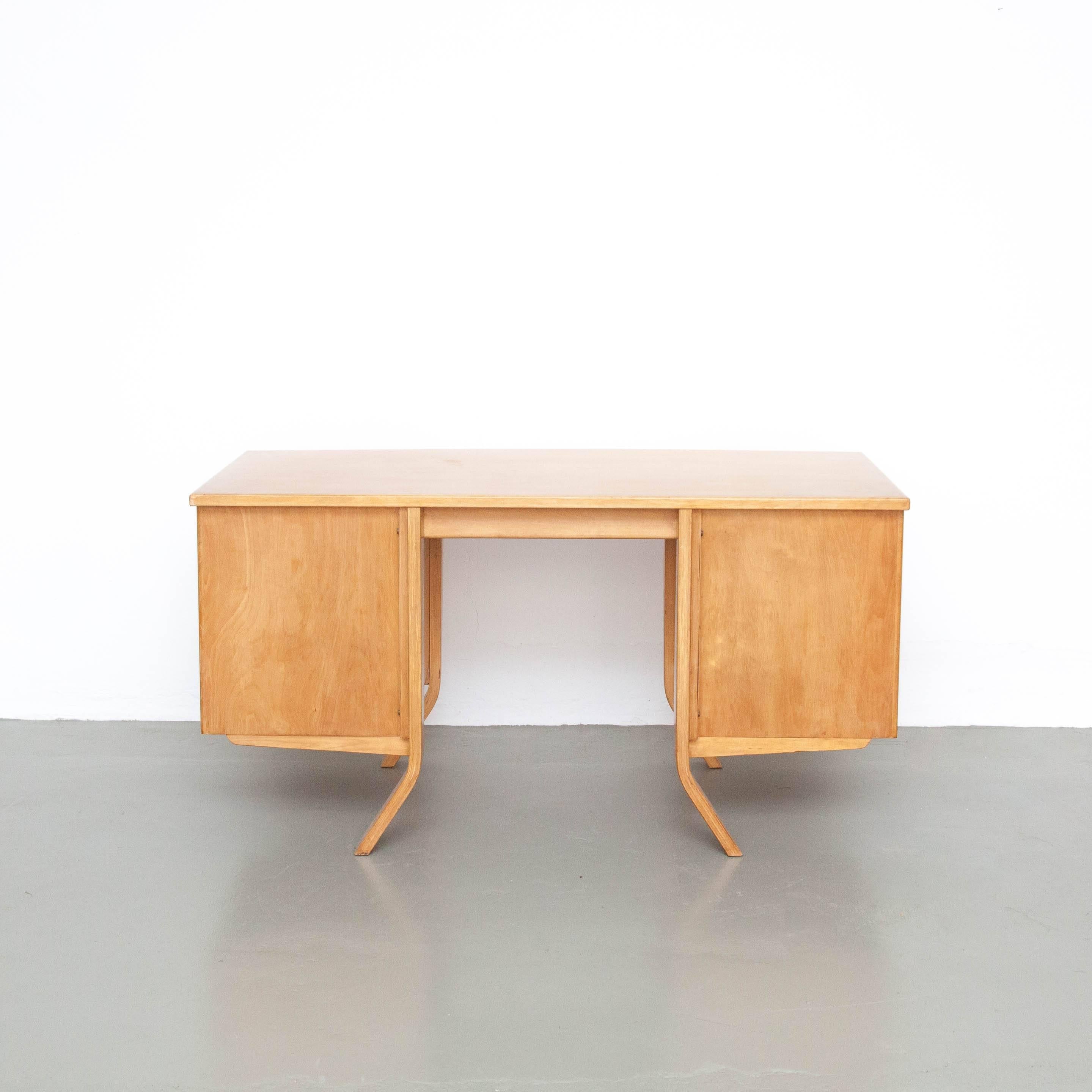 Cees Braakman Mid Century Modern Wood Netherlands EB04 Birch Desk, circa 1950 3