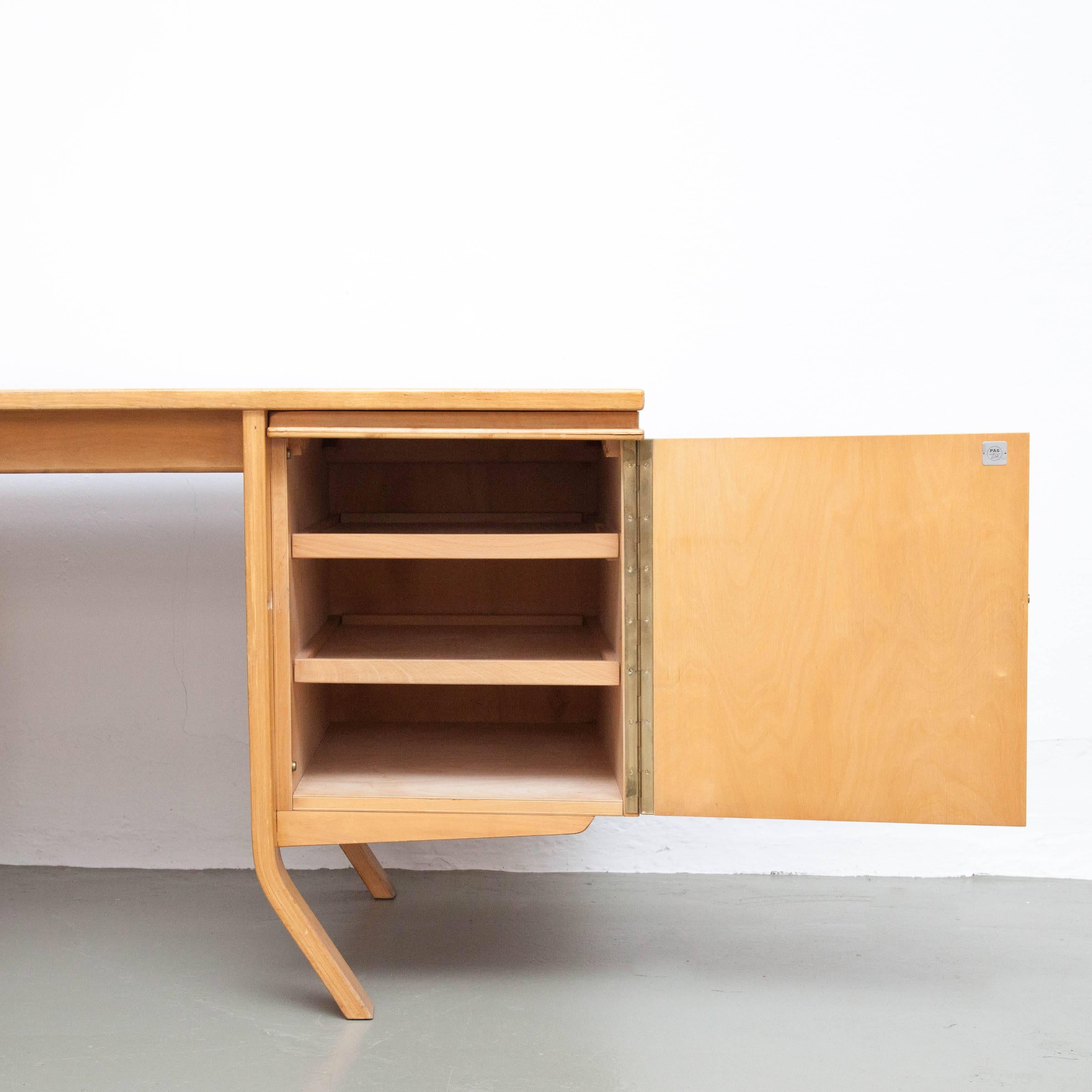 Dutch Cees Braakman Mid Century Modern Wood Netherlands EB04 Birch Desk, circa 1950