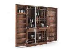 Cabinet Wine Storage in Solid Walnut Wood 56 Bottles Rack