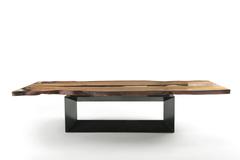 Table Cuadra with Walnut Top and Acrylic Glass on Irondust Anthracite Grey Base