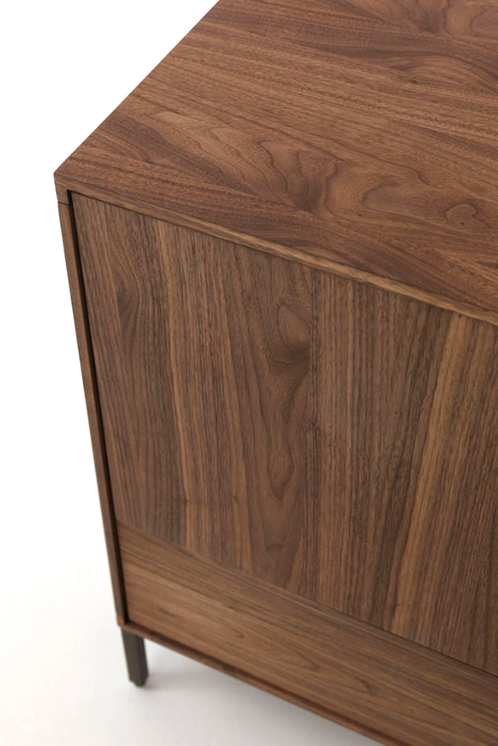 Contemporary Sideboard Barbara in Massive Natural Walnut with Three Drawers and Two Doors