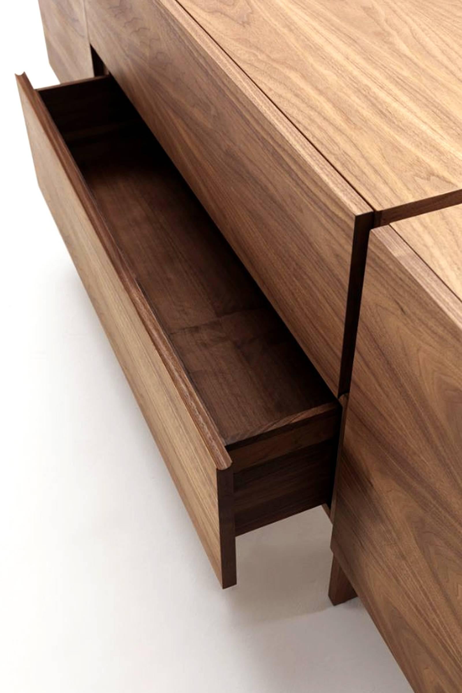 Contemporary Sideboard Multilayer in Solid Walnut For Sale