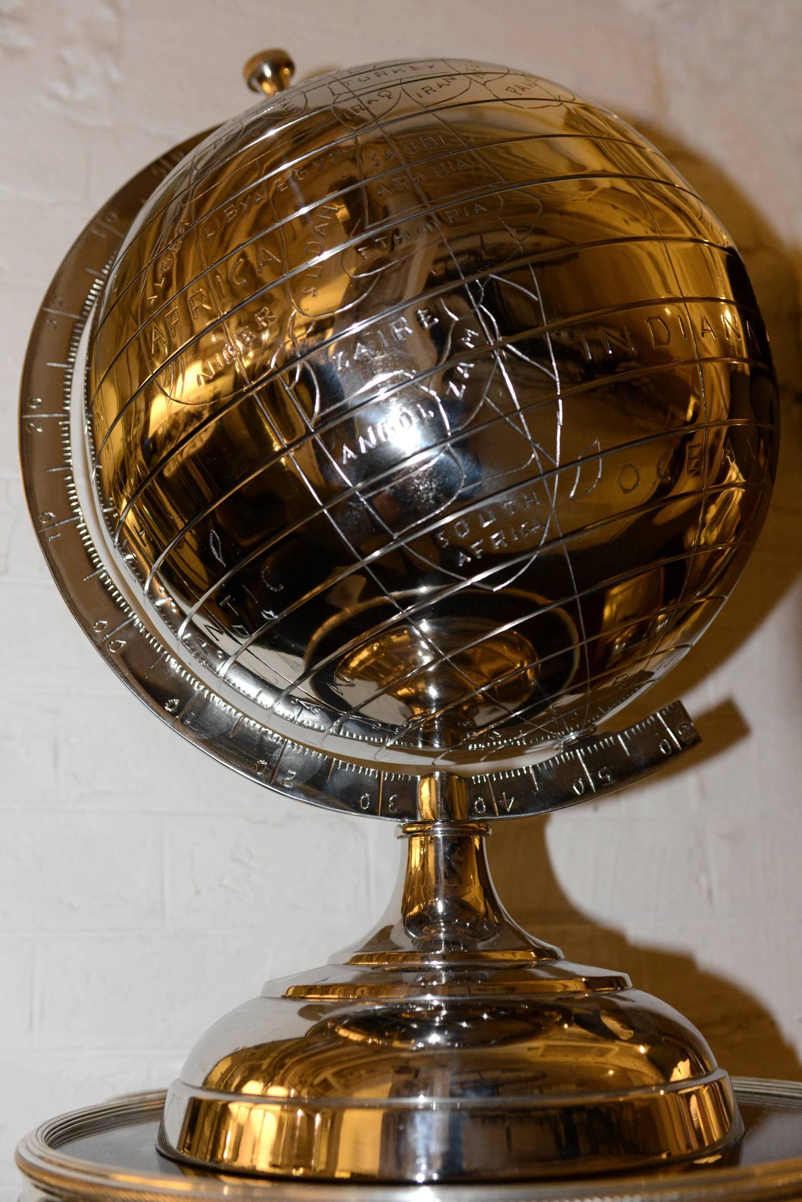Dutch Globe on Base in Nickel Finish or in Antique Brass Finish