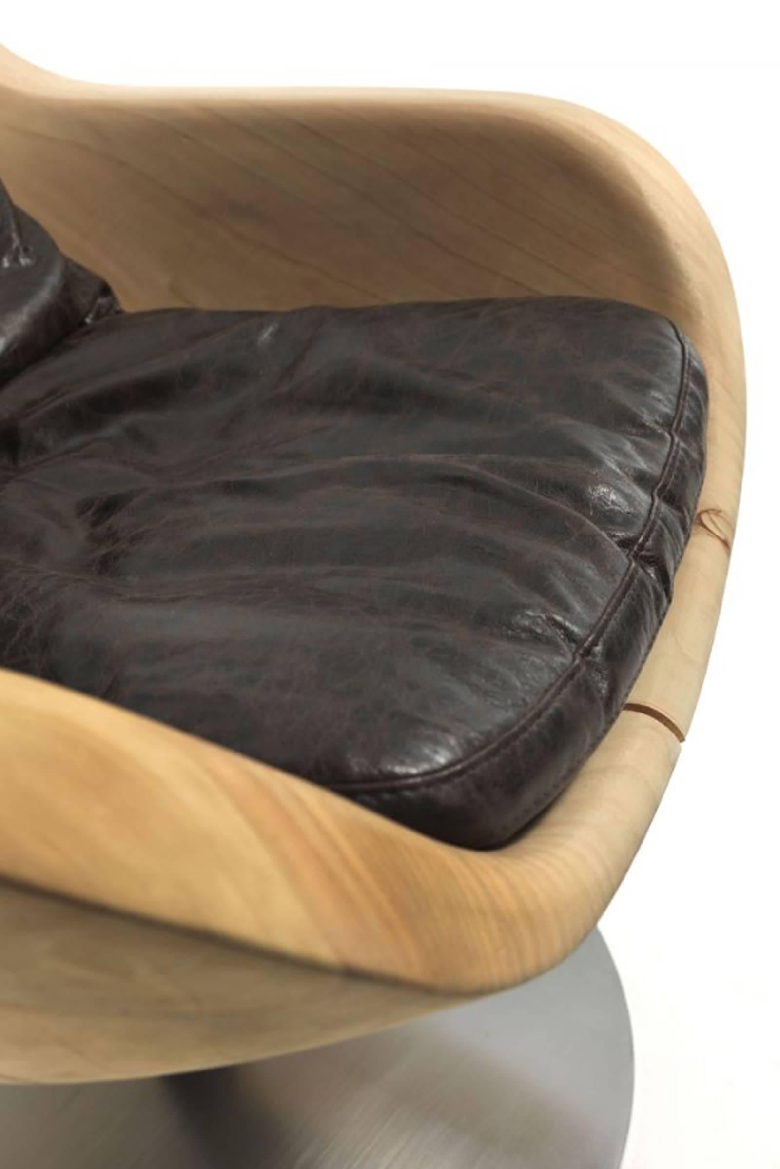 Leather Lory Cedar Armchair For Sale