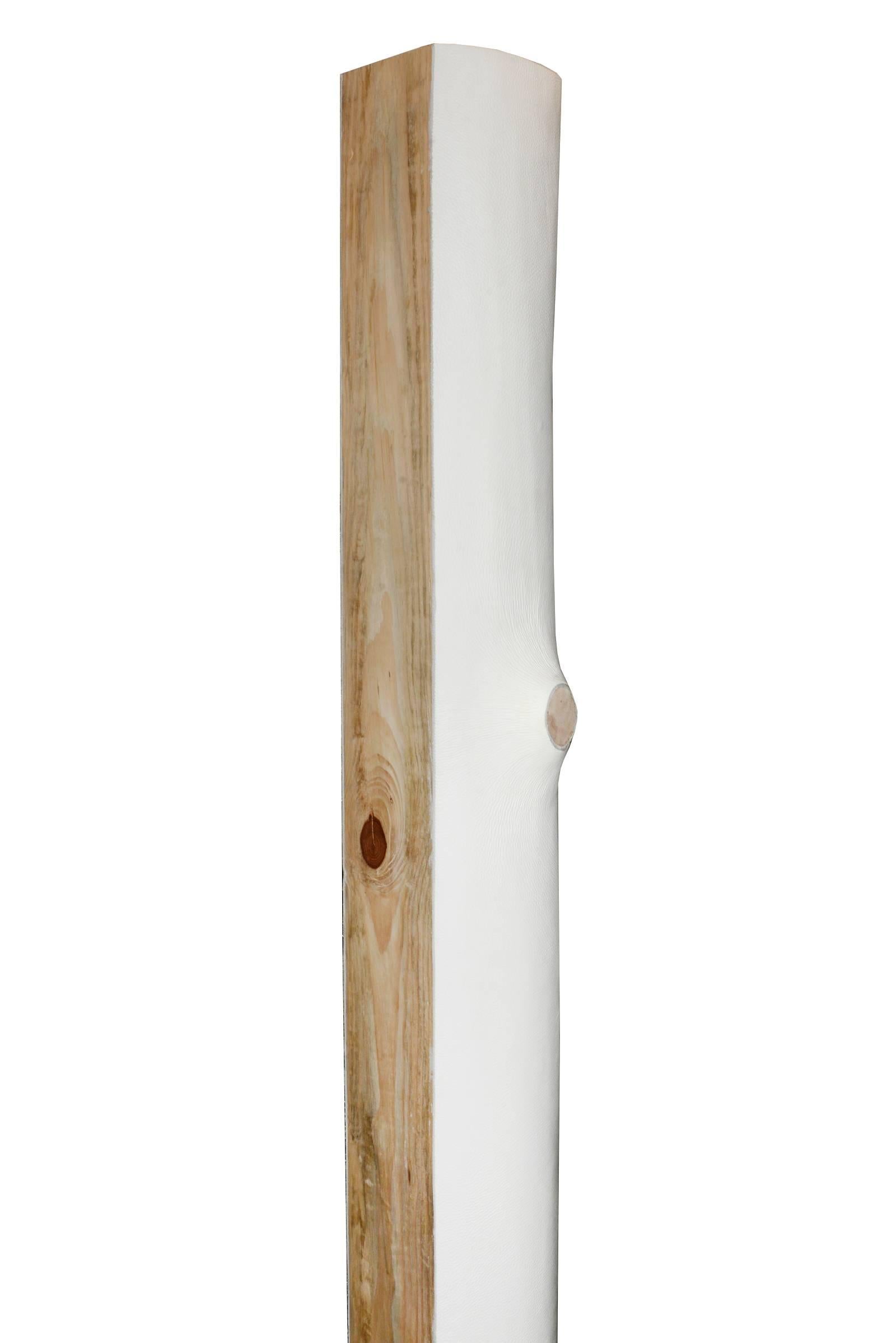 Contemporary White Leather Trunk Floor Lamp For Sale