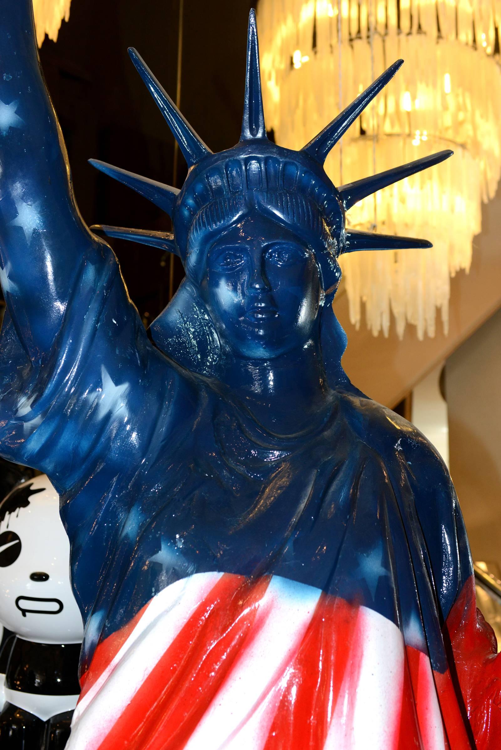 French Liberty Statue United States Flag Sculpture For Sale